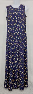 Vintage 90er Jahre Damen Maxikleid Blumenmuster Knopfleiste blau Grunge Phoebe Landhaus Größe 4 - Bild 1 von 13