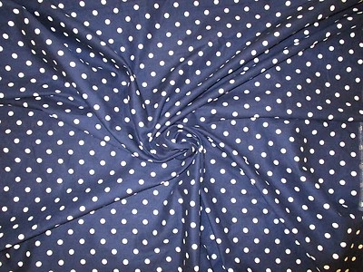 Navy Polka Dot Cotton Fabric Cranston Schwartz Liebman 2.1 Yds x 56”W Vintage - Image 1 of 4