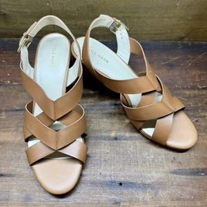 Cole Haan Jamie Womens Size 8.5 Shoes Brown Leather Slingback Strappy Sandals - Picture 1 of 16