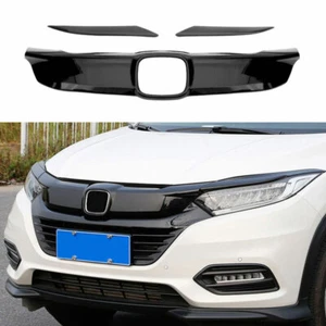 For Honda HR-V 2019-2021 Glossy Black Front Bumper Center Hood Grill Strip 3Pcs - Picture 1 of 6