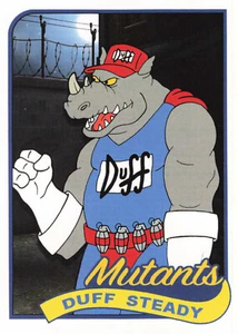Tarjeta de parodia TMNT Rocksteady Simpsons Duffman Mashup Chris51 - Imagen 1 de 2