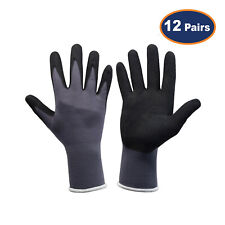 Hand Safety Work Gloves Cut Resistant Nitrile Flexi Grip XL Size Black 12Pcs