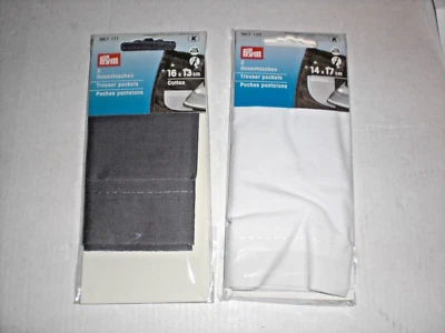 2 Ersatz-Hosentaschen/Tasche zum Anbügeln von Prym weiß oder grau