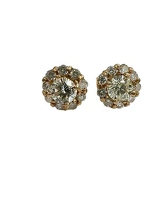 1.42 ctw Natural Diamond Halo Cocktail Stud Earrings 14k Rose Gold 0.92 centers - Picture 1 of 4