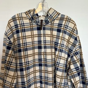 Essentials by Oleg Cassini Womens Pullover Fleece Sweater Size XL Plaid - Picture 1 of 13