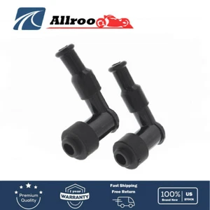 FOR ATV MOTORCYCLE SNOW 2 PCS SPARK PLUG BOOT CAP COVER RESISTOR LB05F 90 DEGREE - Picture 1 of 11