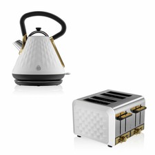 Swan Gatsby 1.7L Pyramid Kettle & 4 Slice Toaster Set Kitchen