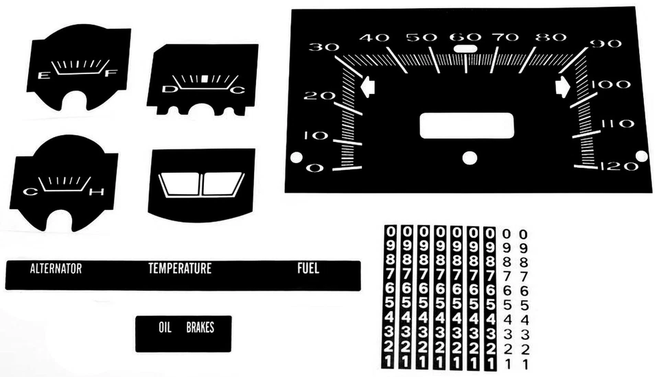 Premium Dash Decal 68-69 Plymouth Valiant FULL KIT 120MPH BLACK - Image 1 of 1