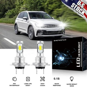 2x H7 LED Headlight Bulb Kit High or Low Beam 4000LM Super Bright White 6000K - Imagen 1 de 10