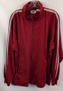 Vintage Athletech Dark Red Polyester Track Jacket Gray Stripes on Sleeve SizeXL - Picture 1 of 11