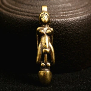 Solid Brass Beauty And Penis Personality Keychain Pendant - Picture 1 of 6