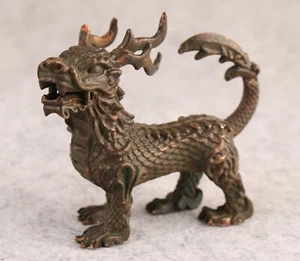 Chinese Collection copper kirin figure Statue table decoration tea pet - Picture 1 of 7