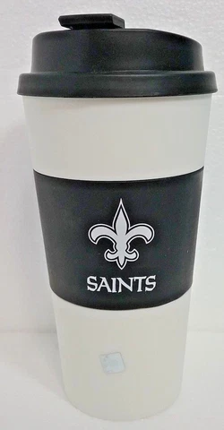 NEW ORLEANS SAINT 16 OZ. RUBBER SLEEVED TRAVEL TUMBLER MUG CUP SEALING LID/TOP Cover