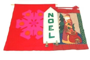 Lot of 3 Christmas Wall Decor Snowflakes Santa Noel Banners - Holiday Decor - Picture 1 of 5