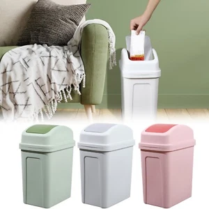 13 Gallon Kitchen Trash Can Plastic Swing Top Garbage Bin Storage Box with Cover - Picture 1 of 24