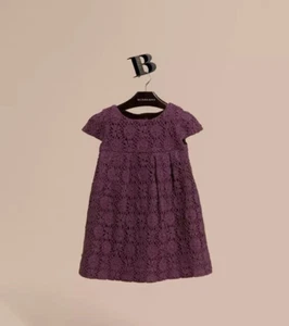 BURBERRY CHILDREN LACE Girl Dress Dash Beetroot Dress 3 - 4 - Picture 1 of 12