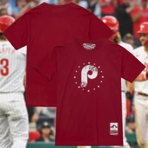 Philadelphia Phillies Mitchell & Ness Crew Neck T-Shirt Burgundy NWT Sz. 3XL - Picture 1 of 7