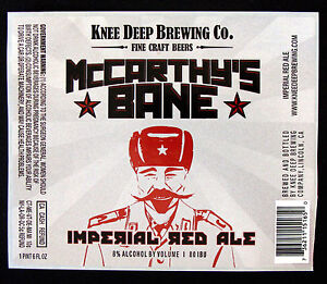 Knee Deep Brewing Co McCARTHY'S BANE - IMPERIAL RED A beer label CA 22oz STICKER