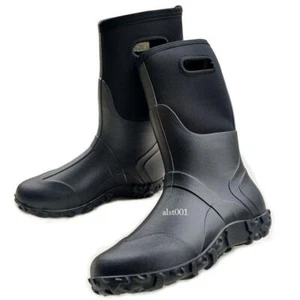 Mens Working Mid-Calf Rubber Garden Boots Fish Muck Chore Casual Rain Snow Shoes - Picture 1 of 20