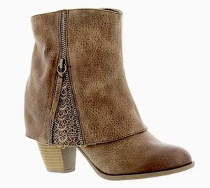 Not Rated Summer Ankle Boots Lace Embellished, Size 9.5M US Brown NEW MSRP $89 - Picture 1 of 3