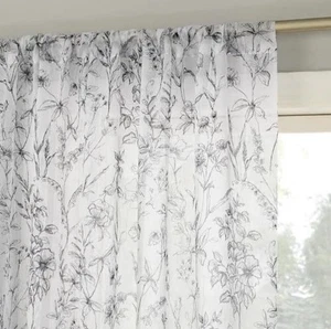 Nr. 918 Sheer Ambree Vintage Floral Rod Pocket Curtain Panel - 51x84" - Bild 1 von 5