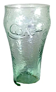 green tinted Coca-Cola glass with embossed logo and pebbled texture -EUC - Picture 1 of 4