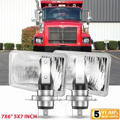 Newest pair 7x6" 5x7" Led Headlight Hi/Lo For International IHC 5600i 9200 9400i - Image 1 of 4