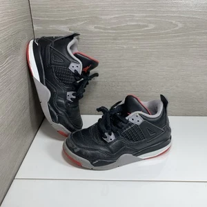 Nike Air Jordan 4 Retro Bred Reimagined Black Red BQ7669-006 Kids Shoes size 12C - Picture 1 of 11
