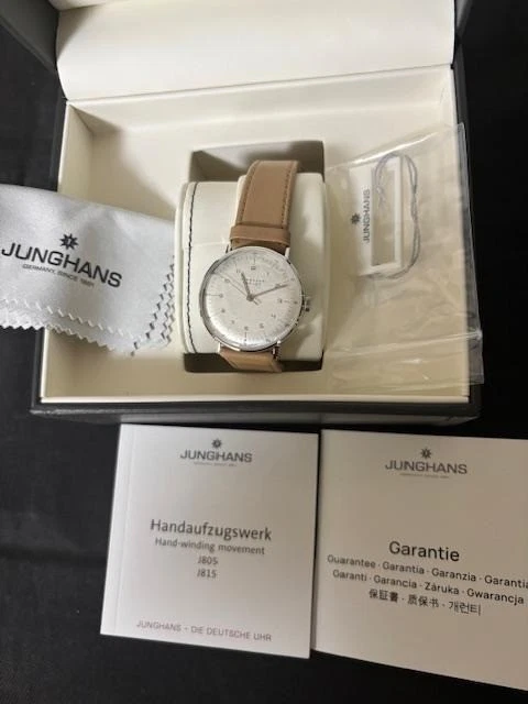 Junghans Max Bill 027/3701.02 Sapphire Glass 34mm Leather Stainless Steel Watch
