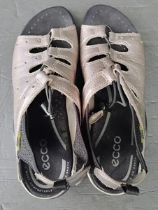 Ecco bequeme Sport-Wander-Sandalen Damenschuhe goldfarbenes Leder umschaltbar flach 40 US 9 - Bild 1 von 10