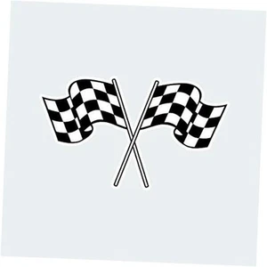 Dual Checkered Flags Sticker Decal Self Adhesive Winning Racing 4.00" x 2.37" - Photo 1 sur 3