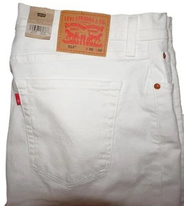 Levis Mens 514 Straight Fit Jeans 36x30 White Stretch Denim NWT - Picture 1 of 10