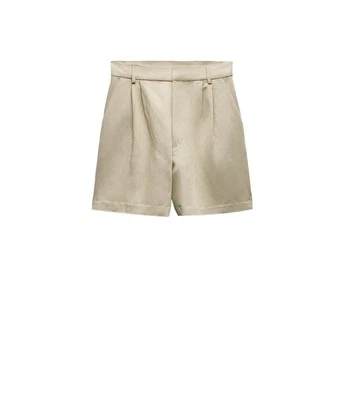 Pantalones Cortos Zara Mujer Plisados Cintura Alta Tostado Oscuro Talla Lg Nuevos con Etiquetas Foto 1 de 4