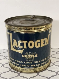 Lactogen Nestle Key Wind unopened Dried Cows Milk Tin Can Antique Vintage - Picture 1 of 7