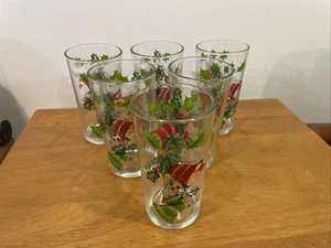 Set of 6 Vintage MCM Continental Can Company Christmas Bells Glasses HTF - Picture 1 of 4