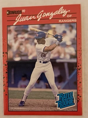 Juan Gonzalez 1990 Donruss Rated Rookie #33 Reversed Negative (RC) No Reserve - Image 1 of 2