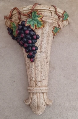 Prateleira de parede decorativa garrafa de vinho display uva e folhas resina - Imagem 1 de 4