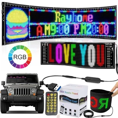 Car RGB LED Sign Scrolling Message Display Board Screen Programmable APP Control - Image 1 of 4