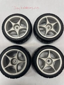 Vintage HPI 1/10 Mini Nitro RS4 PRO  Tire & silver Star Wheel Set USED - Bild 1 von 3