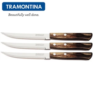 Tramontina Churrasco 5" Steak Pizza Messer Set 3-teilig. Grill BBQ Holzgriff - Bild 1 von 17