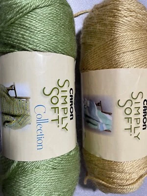 2 skeins of Caron Simply Soft Yarn - Colors: Pistachio & Autumn Maze - New - Image 1 of 3