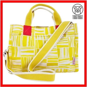 Cath Kidston Mini Tote Bag Cross Body Little Sidekick Woodblock Yellow CF30 - Picture 1 of 12