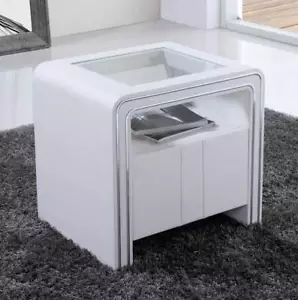 Nachttisch Kommode Nachtkonsole Weiß aus hochwertigem Kunstleder - S85 - Bild 1 von 6
