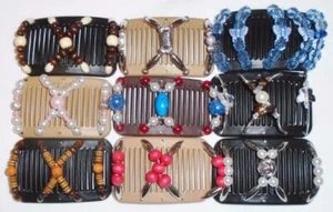Angel Wings MINI Hair Clips 3x2.5", African Butterfly Style, Magic Combs, MC4 - Picture 1 of 15