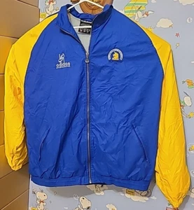 Vintage 1996 Adidas 100th Boston Marathon XL Windbreaker Jacket Blue & Yellow - Picture 1 of 19
