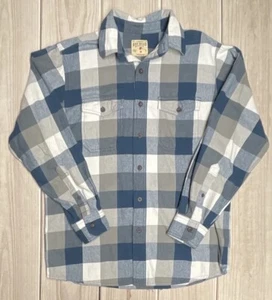 Camisa de franela con botones Red Head para hombre talla mediana manga larga azul a cuadros - Imagen 1 de 5