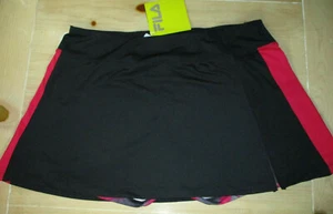 FILA Mujer Running Skort NUEVO CON ETIQUETAS L Negro con Rosa Caliente Rayas Laterales Absorbente Elástico - Imagen 1 de 11