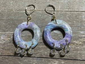 Hypoallergenic hand crafted polymer clay beaded earrings on lever back closures - Picture 1 of 4