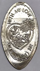 KIR-165: Vintage Elongated QUARTER: WITH MY LOVE ON VALENTINE'S DAY - Picture 1 of 3
