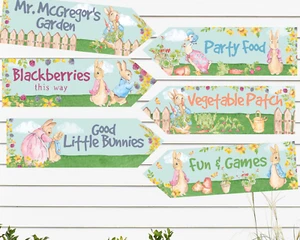 6 letreros de flecha decoración de fiesta de fiesta de Beatrix Potter Peter Rabbit & Flopsy Bunny - Imagen 1 de 5